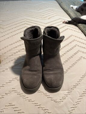 UGG Short Faux Suede Shearling Boots in Charcoal